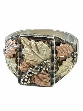 Black Hills 10K Gold & Sterling Unisex Ring w/ box Vintage size 12